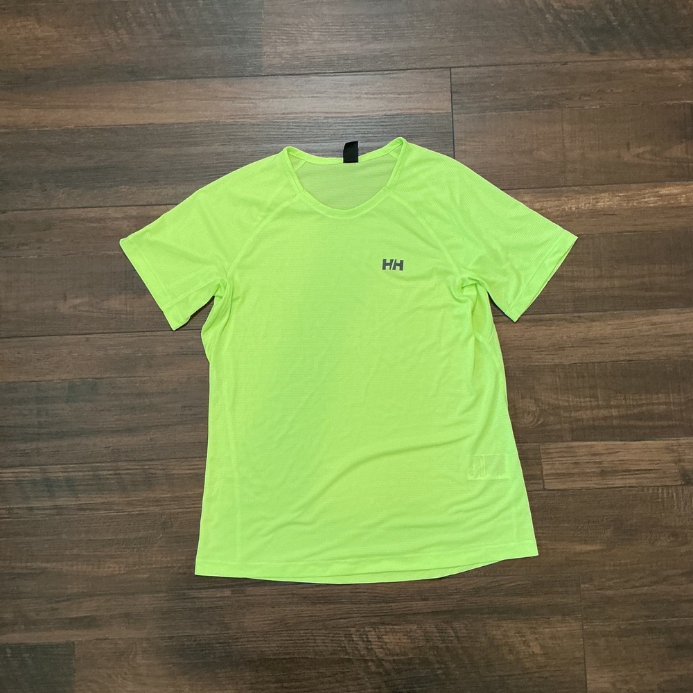 Helly Hansen Active Technical Mesh T-Shirt Neon Lime Green Logo Size XS TP